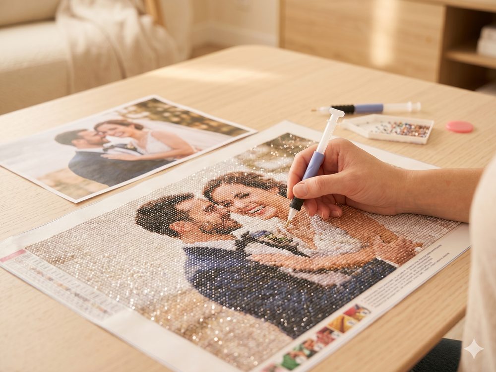 Portrait de couple ou de famille en diamond painting